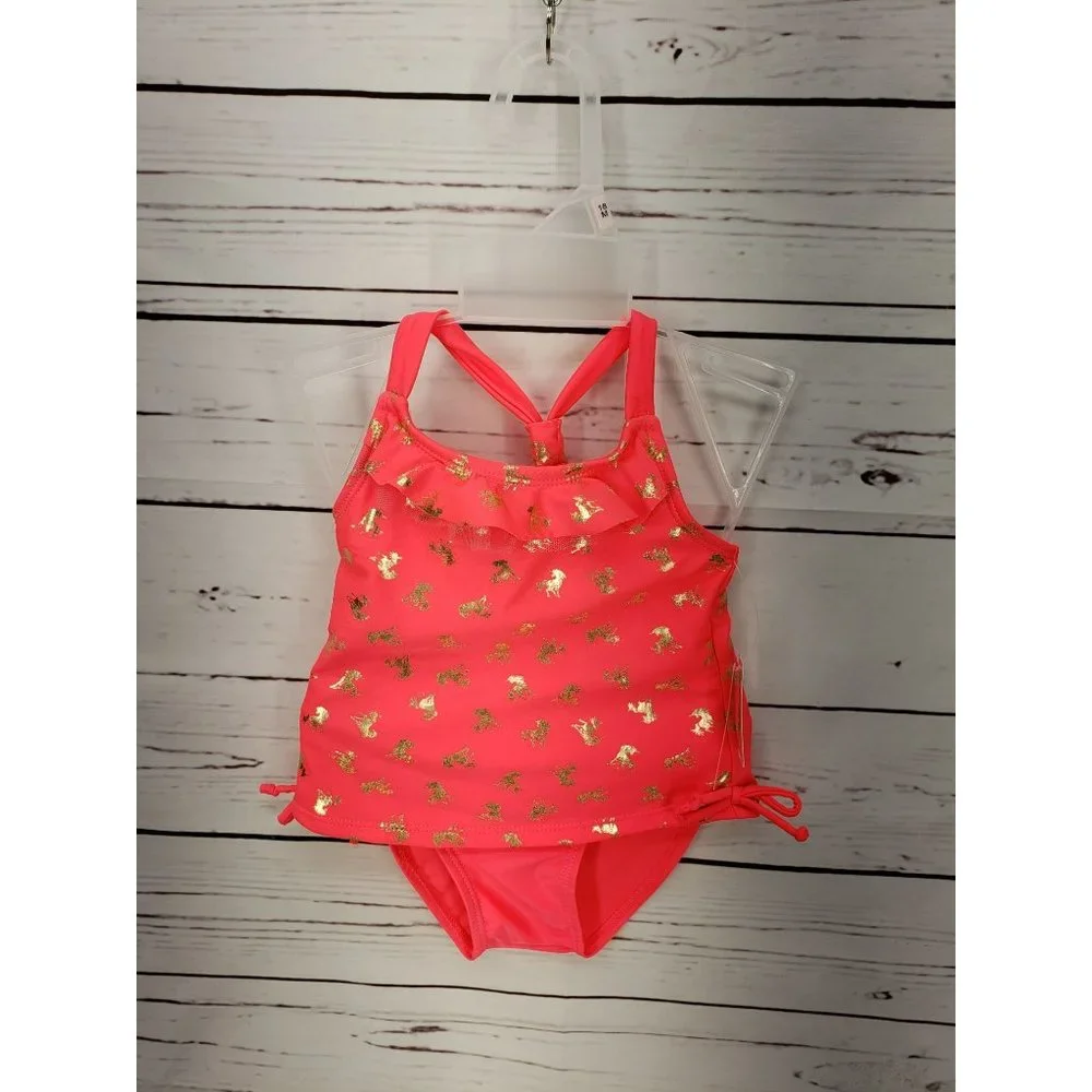 Real Love 3t Unicorn Horse HOT PINK 2 pc Tankini Swimsuit bathing‎ suit